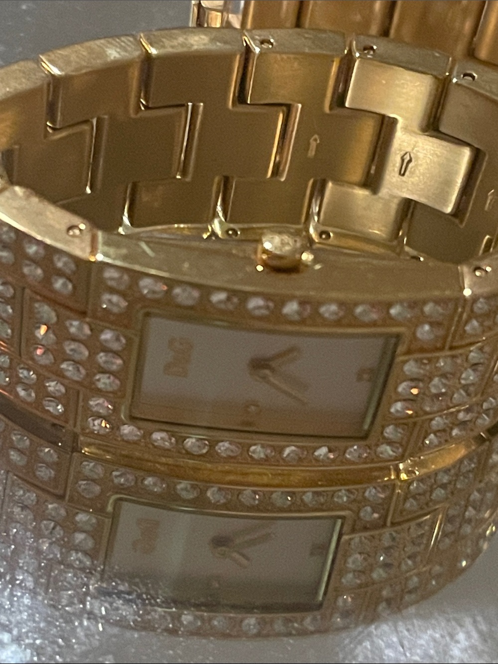 D&G Gold Tone Pavé Crystal Link Bracelet - Running